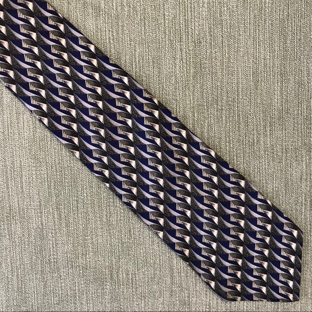 Gentry 100% Silk Tie Necktie Grey Blue White